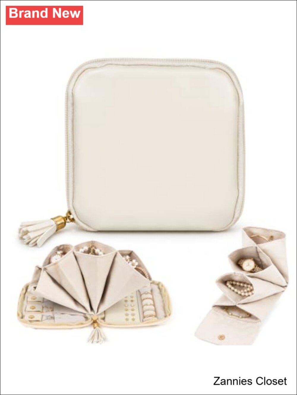 💍 besharppin Faux Leather Travel Jewelry Case Organizer Compact Zippered